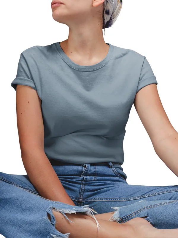 Charcoal_Cotton_Regular_Fit_T-Shirt_For_Women