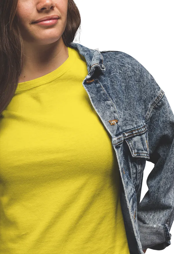 Golden_Yellow_Cotton_Regular_Fit_T-Shirt_For_Women