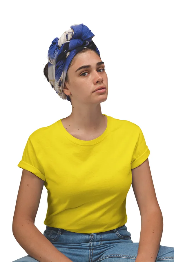 Golden_Yellow_Cotton_Regular_Fit_T-Shirt_For_Women