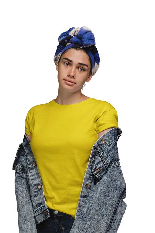 Golden_Yellow_Cotton_Regular_Fit_T-Shirt_For_Women