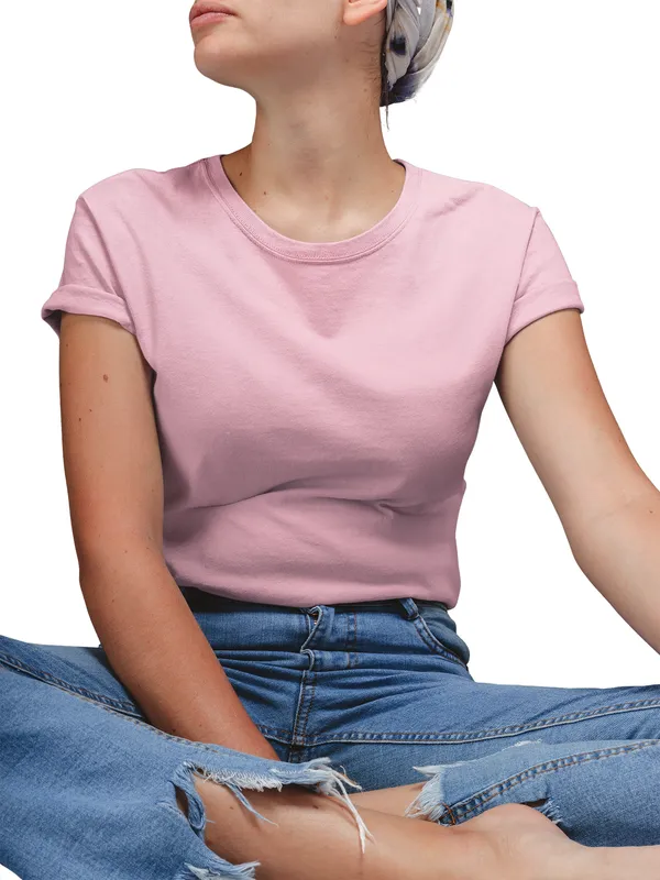 Light_Pink_Cotton_Regular_Fit_T-Shirt_For_Women
