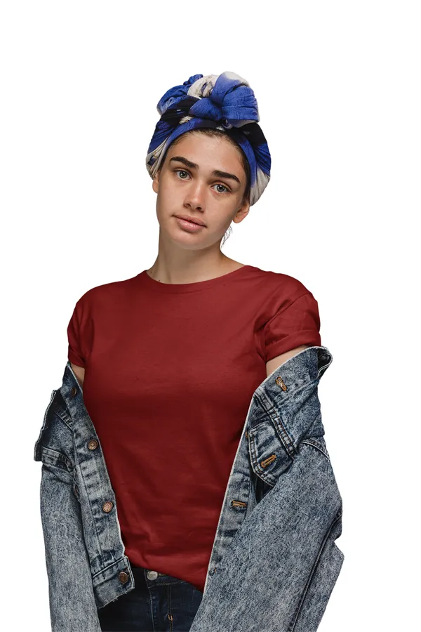 Maroon_Cotton_Regular_Fit_T-Shirt_For_Women