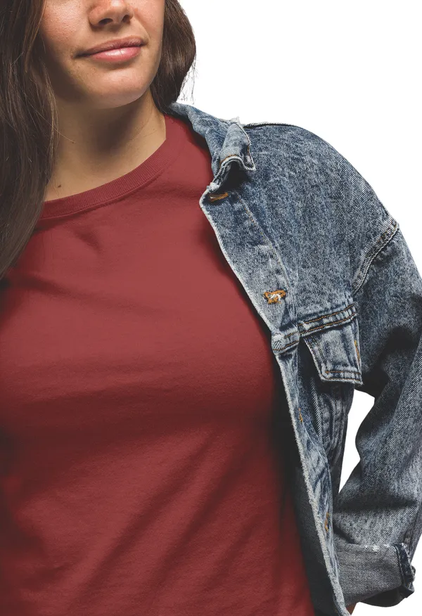 Maroon_Cotton_Regular_Fit_T-Shirt_For_Women