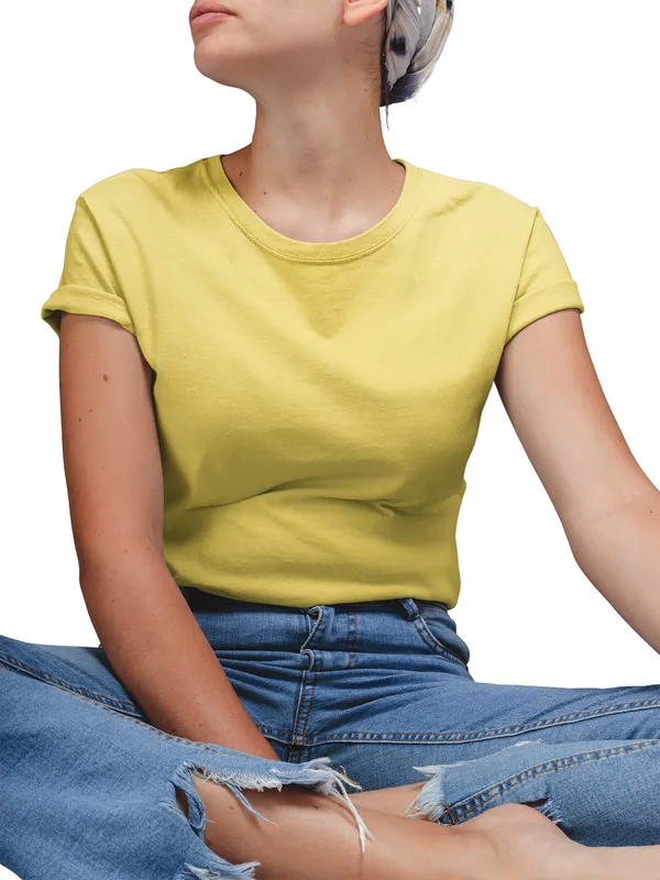 Mustard_Cotton_Regular_Fit_T-Shirt_For_Women