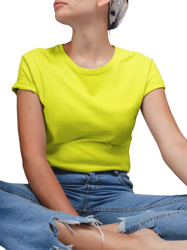 Yellow_Cotton_Regular_Fit_T-Shirt_For_Women