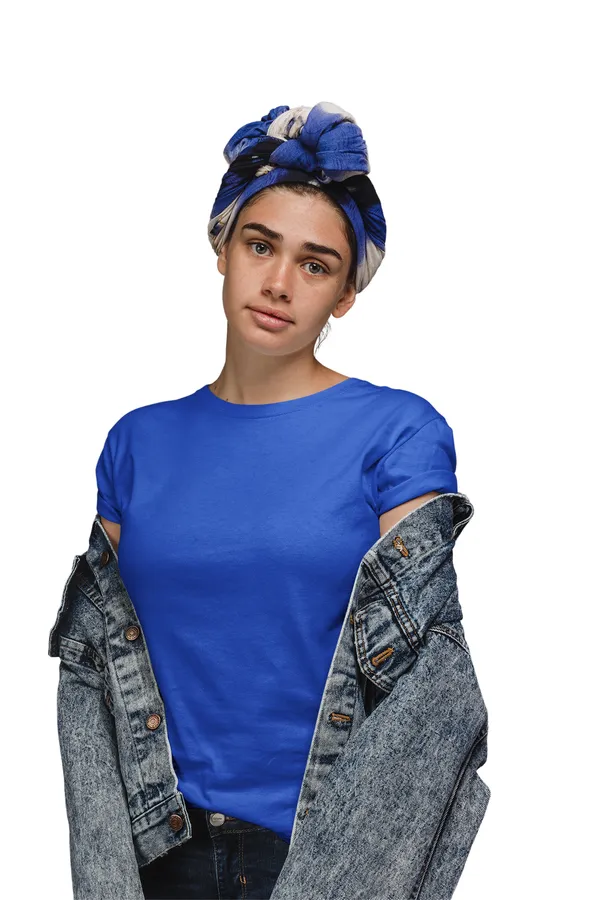 Royal_Blue_Cotton_Regular_Fit_T-Shirt_For_Women