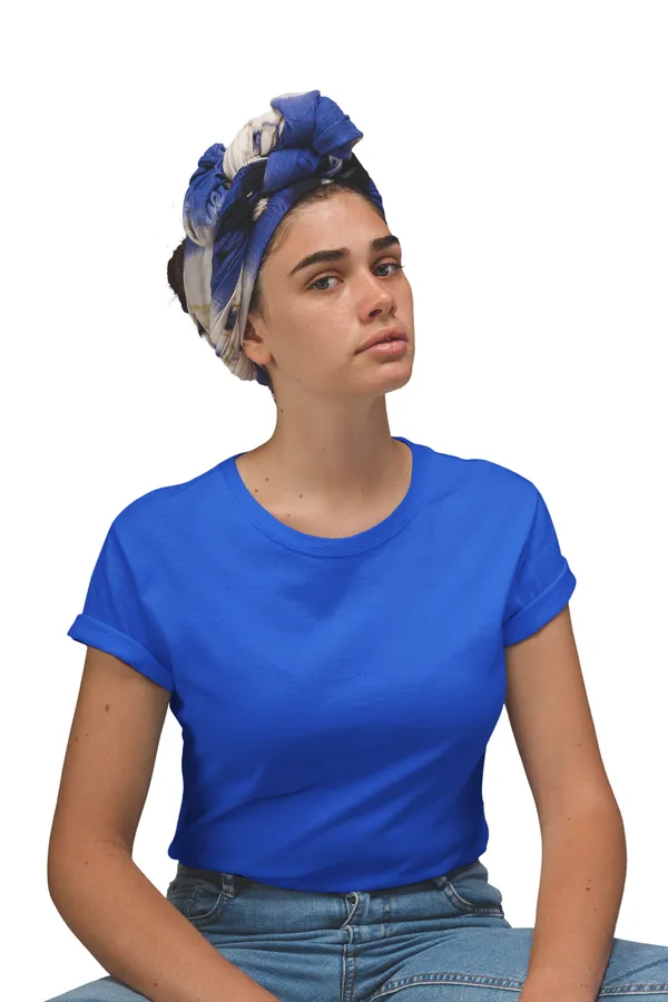 Royal_Blue_Cotton_Regular_Fit_T-Shirt_For_Women