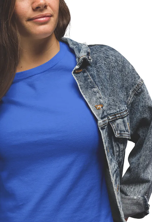 Royal_Blue_Cotton_Regular_Fit_T-Shirt_For_Women