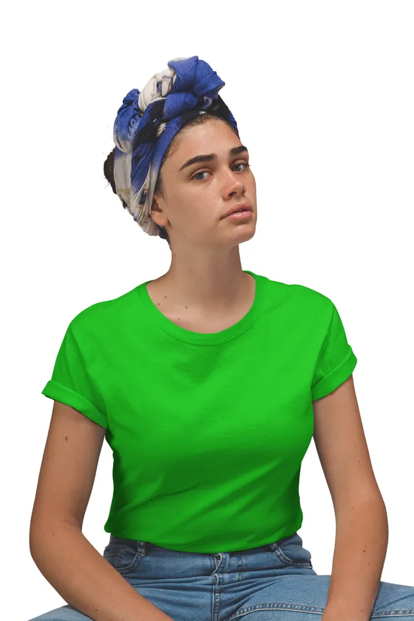 Light_Green_Cotton_Regular_Fit_T-Shirt_For_Women