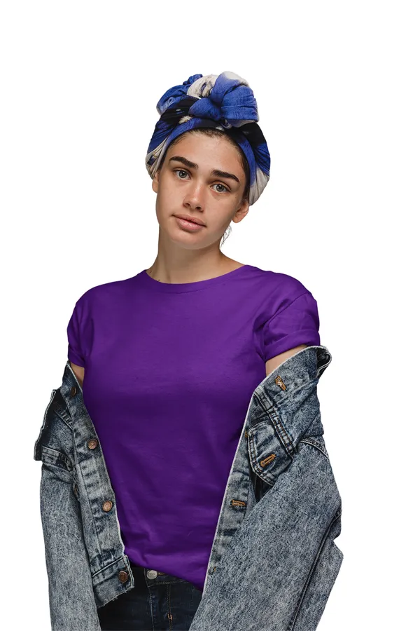 Violet_Cotton_Regular_Fit_T-Shirt_For_Women