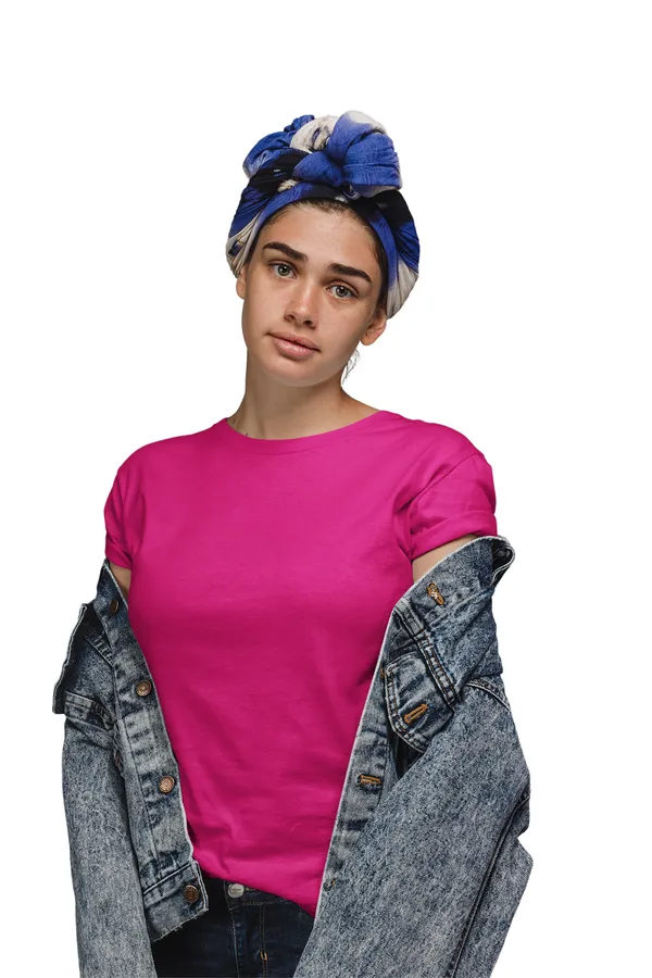 Pink_Cotton_Regular_Fit_T-Shirt_For_Women