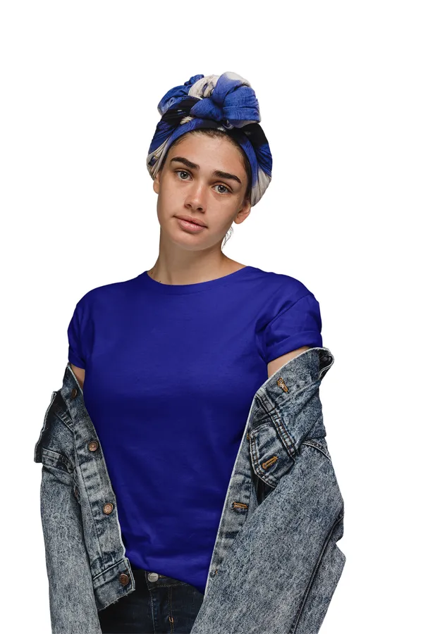 Navy_Blue_Cotton_Regular_Fit_T-Shirt_For_Women