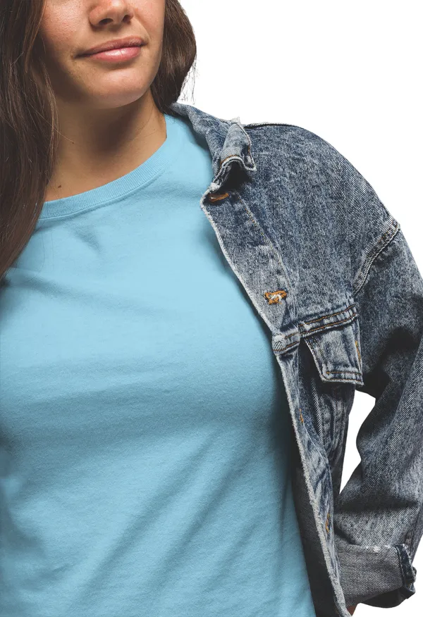 Sky_Blue_Cotton_Regular_Fit_T-Shirt_For_Women