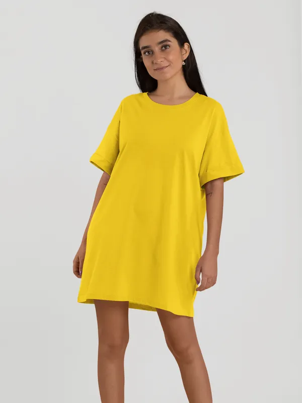Golden_Yellow_Cotton_Regular_Fit_T-Shirt_For_Women