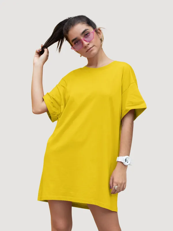 Golden_Yellow_Cotton_Regular_Fit_T-Shirt_For_Women