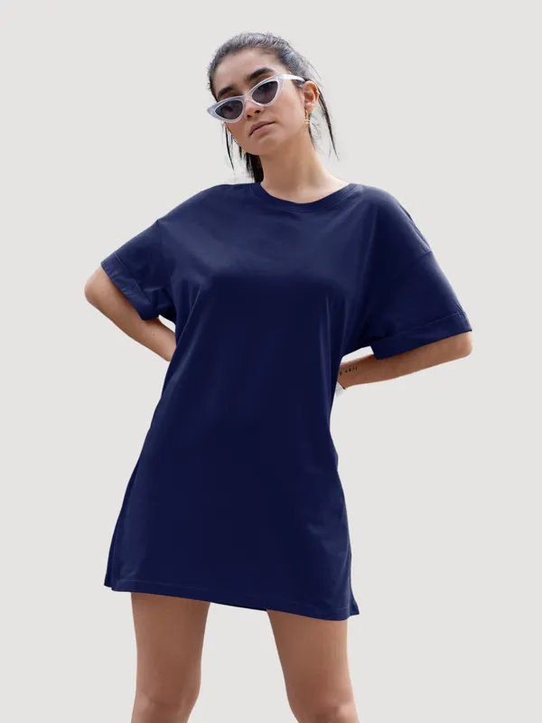 Navy_Blue_Cotton_Regular_Fit_T-Shirt_For_Women
