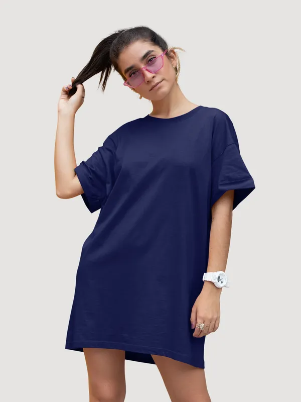 Navy_Blue_Cotton_Regular_Fit_T-Shirt_For_Women