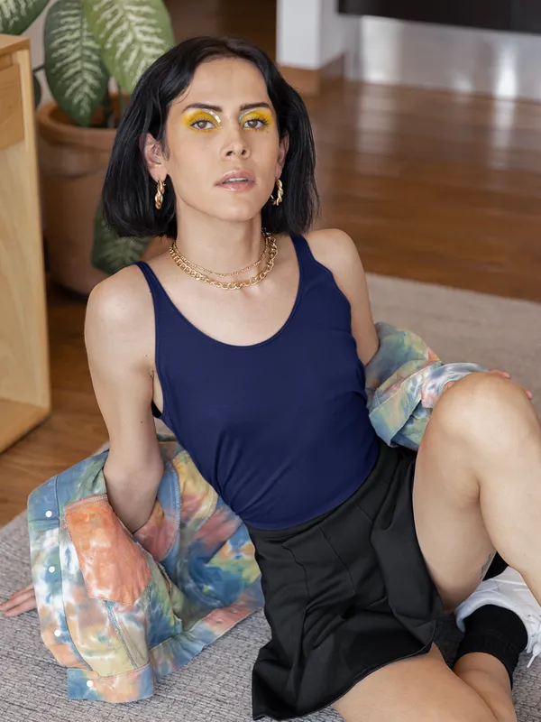 Navy_Blue_Cotton_Sleeveless_Tank_Top_For_Women