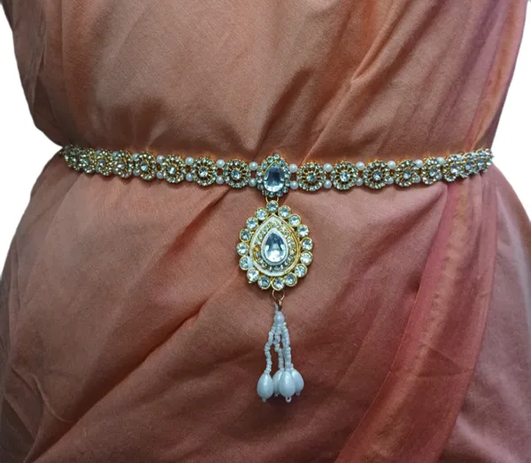 White_Metal_Quartz_Contemporary_Waist_Hip_Belt_Kamarband