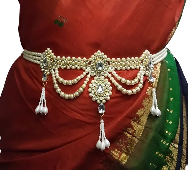 White_Mother_Of_Pearl_Quartz_Ethnic_Waist_Hip_Belt_Kamarband