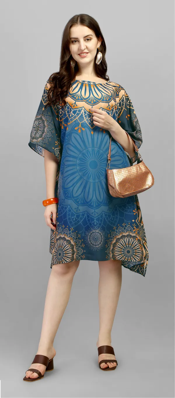 Women's_Blue_Printed_Satin_Short_Kaftan_Dress_with_Mandala_Motif