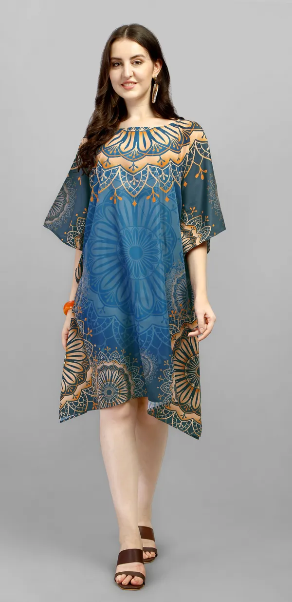Women's_Blue_Printed_Satin_Short_Kaftan_Dress_with_Mandala_Motif