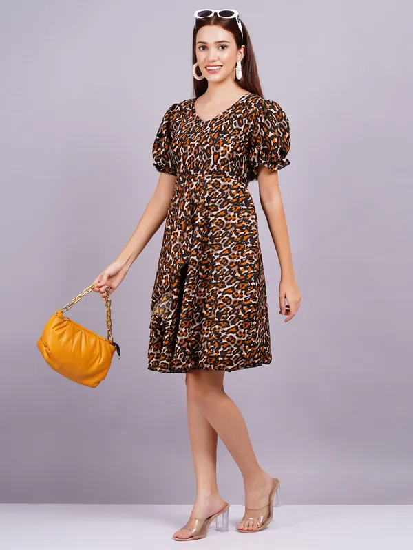 Brown_Georgette_Premium_And_Elegant_Mini_Dress_For_Women