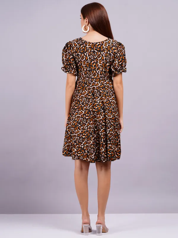 Brown_Georgette_Premium_And_Elegant_Mini_Dress_For_Women
