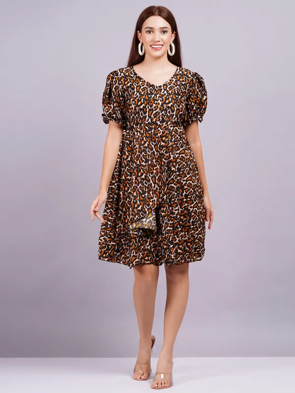 Brown_Georgette_Premium_And_Elegant_Mini_Dress_For_Women