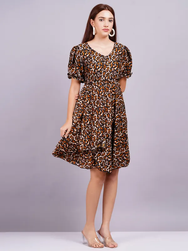 Brown_Georgette_Premium_And_Elegant_Mini_Dress_For_Women
