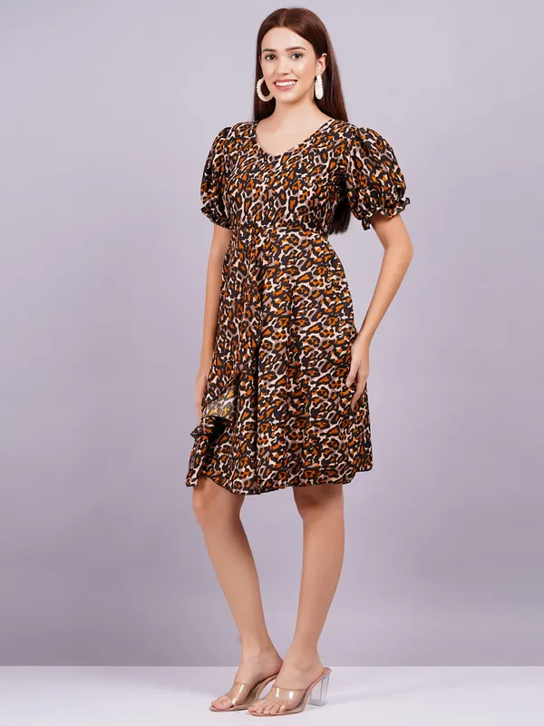 Brown_Georgette_Premium_And_Elegant_Mini_Dress_For_Women
