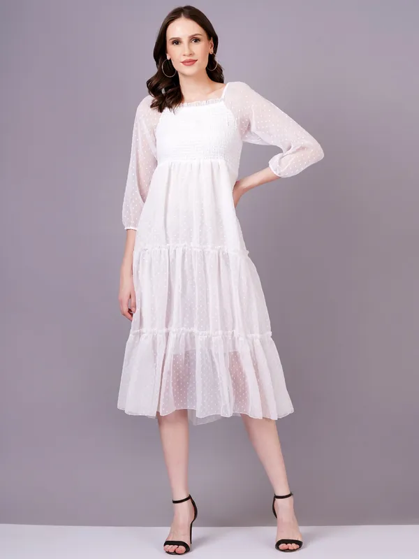 White_Georgette_Premium_And_Elegant_Midi_Dress_For_Women