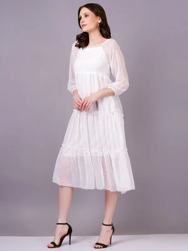 White_Georgette_Premium_And_Elegant_Midi_Dress_For_Women