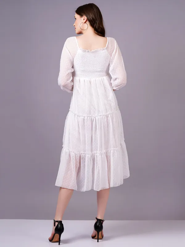 White_Georgette_Premium_And_Elegant_Midi_Dress_For_Women