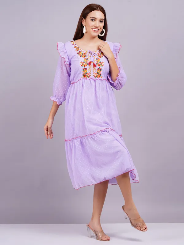Lavender_Georgette_Premium_And_Elegant_Midi_Dress_For_Women