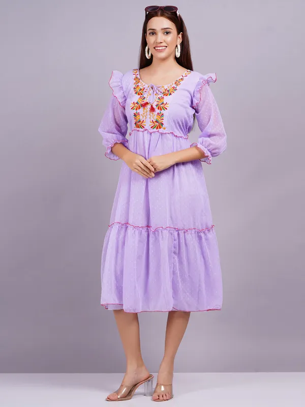Lavender_Georgette_Premium_And_Elegant_Midi_Dress_For_Women