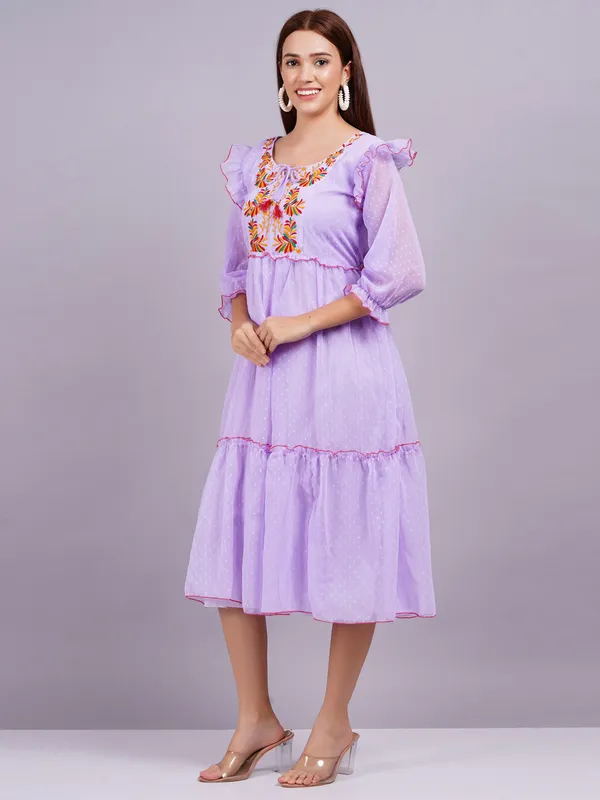 Lavender_Georgette_Premium_And_Elegant_Midi_Dress_For_Women