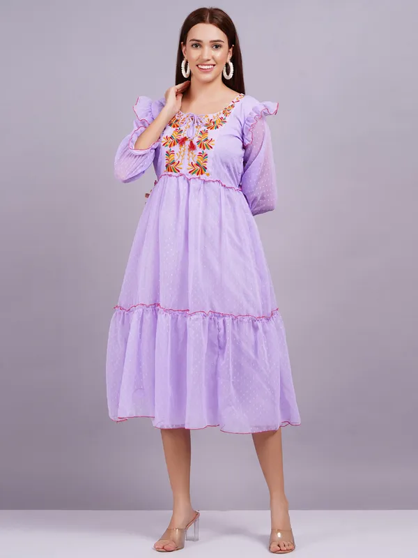Lavender_Georgette_Premium_And_Elegant_Midi_Dress_For_Women