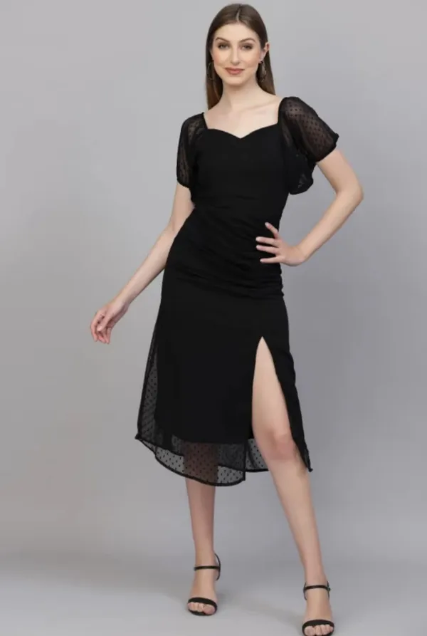Black_Georgette_Premium_And_Elegant_Midi_Dress_For_Women