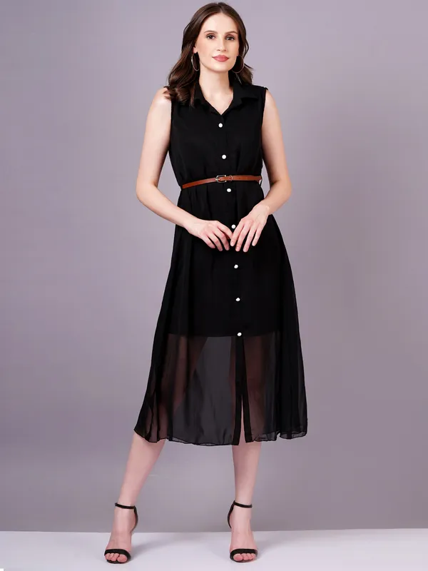 Black_Georgette_Premium_And_Elegant_Midi_Dress_For_Women