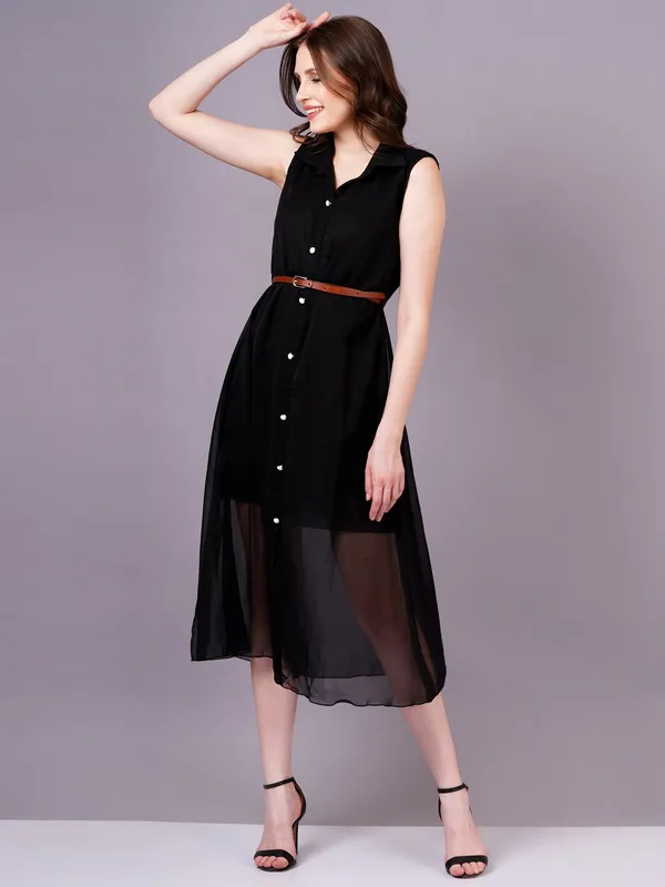 Black_Georgette_Premium_And_Elegant_Midi_Dress_For_Women