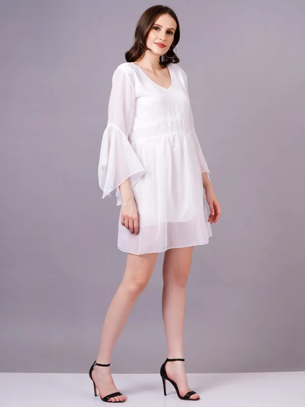 White_Georgette_Premium_And_Elegant_Mini_Dress_For_Women