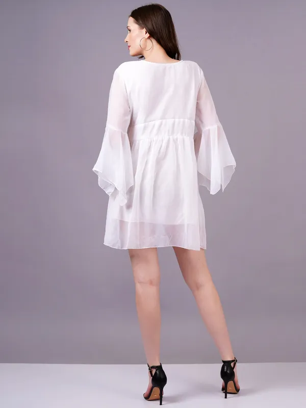 White_Georgette_Premium_And_Elegant_Mini_Dress_For_Women