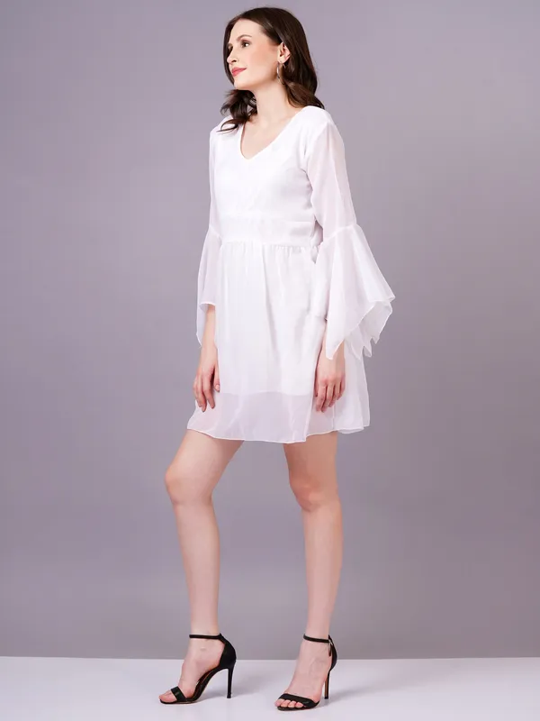 White_Georgette_Premium_And_Elegant_Mini_Dress_For_Women