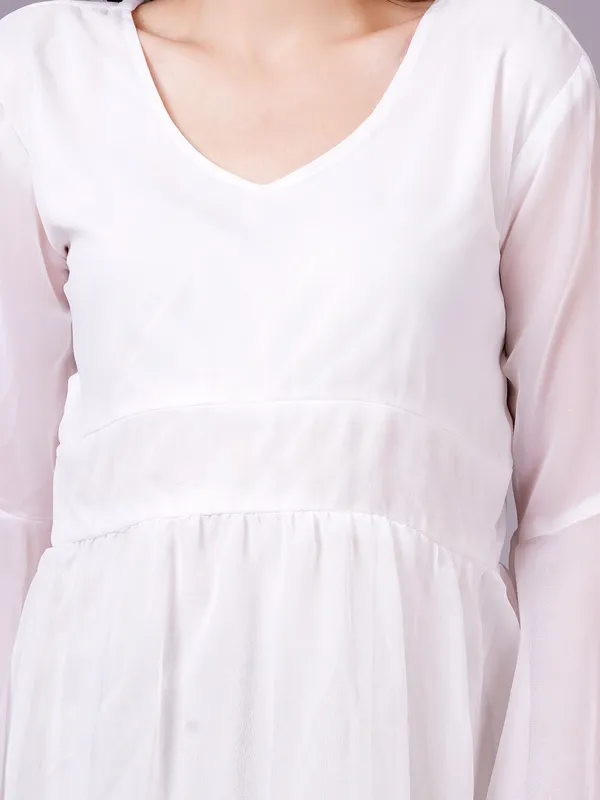 White_Georgette_Premium_And_Elegant_Mini_Dress_For_Women