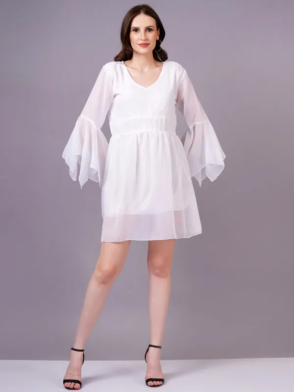 White_Georgette_Premium_And_Elegant_Mini_Dress_For_Women