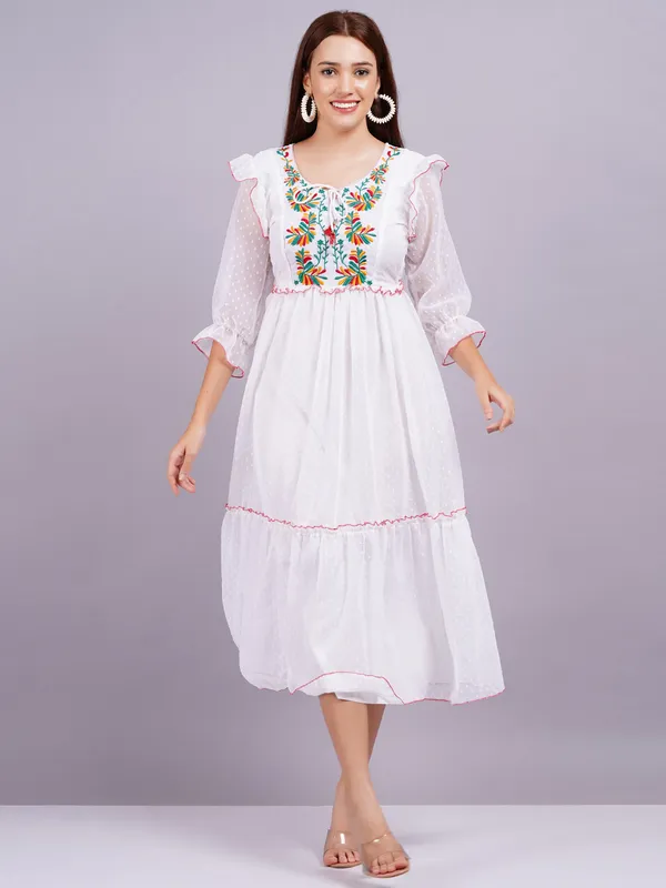 White_Georgette_Premium_And_Elegant_Midi_Dress_For_Women