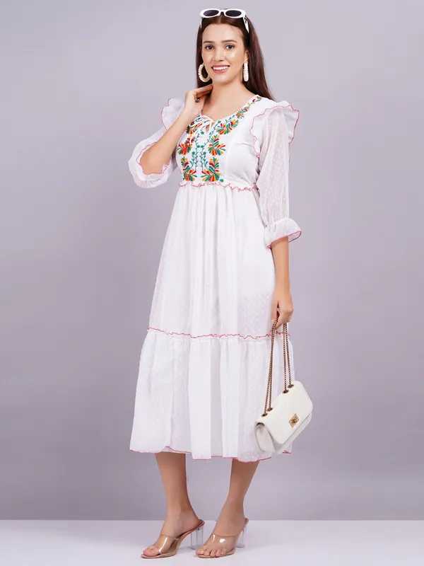 White_Georgette_Premium_And_Elegant_Midi_Dress_For_Women