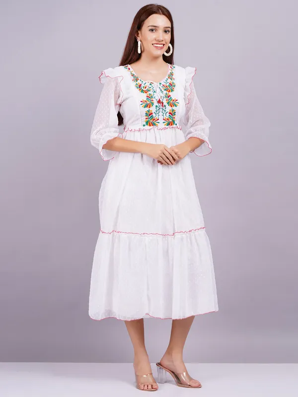White_Georgette_Premium_And_Elegant_Midi_Dress_For_Women