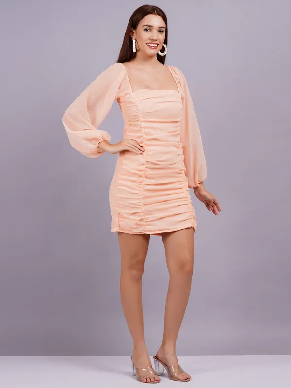 Cream_Georgette_Premium_And_Elegant_Mini_Dress_For_Women
